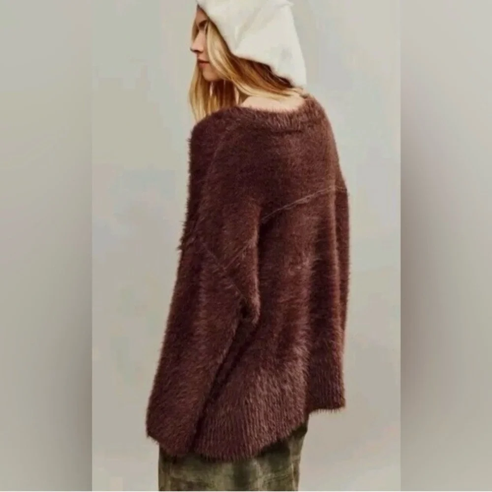 Free People Furry Sweater Color Brown Size Small - Picture 3 of 7